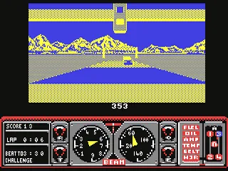Hard Drivin' gameplay screenshot on C64