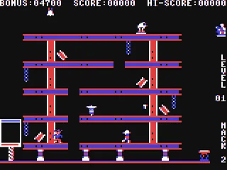 Hard Hat Mack gameplay screenshot on C64