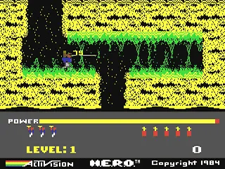 H.E.R.O. gameplay screenshot on C64
