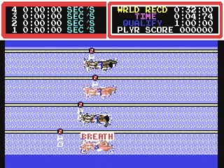 Hyper Sports gameplay screenshot on C64