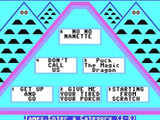 The $100,000 Pyramid gameplay screenshot on C64