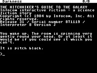 The Hitchhiker's Guide to the Galaxy gameplay screenshot on C64