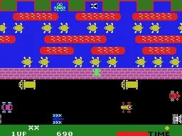 Frogger gameplay screenshot on ColecoVision