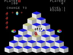 Q*bert gameplay screenshot on ColecoVision