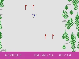 Skiing gameplay screenshot on ColecoVision
