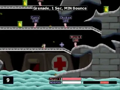 Worms Armageddon gameplay screenshot on Dreamcast