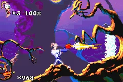 Earthworm Jim 2 gameplay screenshot on GBA