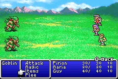 Final Fantasy I & II: Dawn of Souls gameplay screenshot on GBA