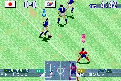 Jikkyou World Soccer Pocket gameplay screenshot on GBA