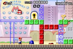 Mario vs. Donkey Kong gameplay screenshot on GBA