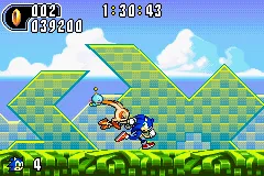 Sonic Advance 2 gameplay screenshot on GBA