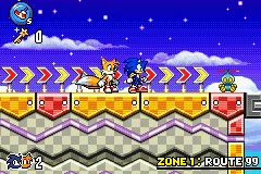 Sonic Advance 3 gameplay screenshot on GBA