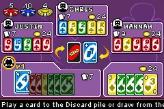 Uno 52 gameplay screenshot on GBA