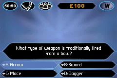 Who Wants to Be a Millionaire Junior gameplay screenshot on GBA