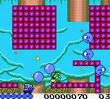 Classic Bubble Bobble gameplay screenshot on GBC