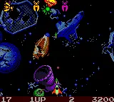 Galaga: Destination Earth gameplay screenshot on GBC