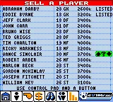 Player Manager 2001 gameplay screenshot on GBC