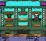 The Flintstones: Burgertime in Bedrock gameplay screenshot on GBC