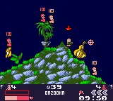 Worms Armageddon gameplay screenshot on GBC