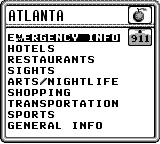 InfoGenius Productivity Pak: Frommer's Travel Guide gameplay screenshot on Game Boy