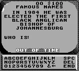 Jeopardy!: Platinum Edition gameplay screenshot on Game Boy