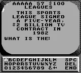 Jeopardy! Sports Edition gameplay screenshot on Game Boy