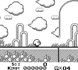 Kirby's Dream Land gameplay screenshot on Game Boy