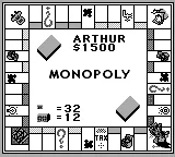 Monopoly gameplay screenshot on Game Boy