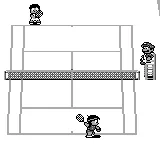 Tennis gameplay screenshot on Game Boy