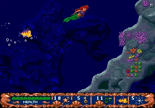 Ariel the Little Mermaid gameplay screenshot on Genesis