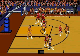 Bulls vs Lakers and the NBA Playoffs gameplay screenshot on Genesis