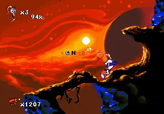 Earthworm Jim 2 gameplay screenshot on Genesis