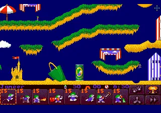 Lemmings 2: The Tribes gameplay screenshot on Genesis