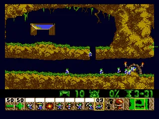 Lemmings gameplay screenshot on Genesis
