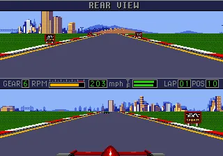 Mario Andretti Racing gameplay screenshot on Genesis