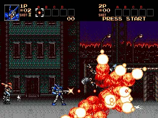Probotector gameplay screenshot on Genesis