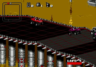 Rock n' Roll Racing gameplay screenshot on Genesis