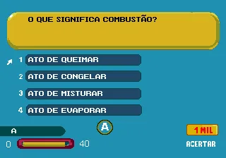 Show do milhão gameplay screenshot on Genesis