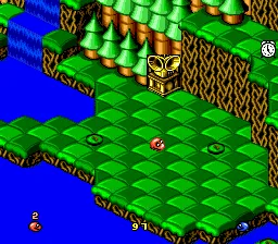 Snake Rattle 'n' Roll gameplay screenshot on Genesis