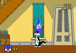 Sylvester and Tweety in Cagey Capers gameplay screenshot on Genesis