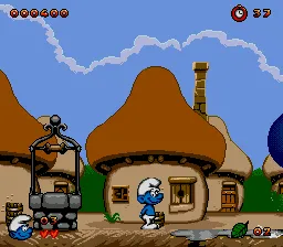The Smurfs gameplay screenshot on Genesis