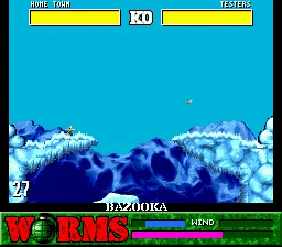 Worms gameplay screenshot on Genesis