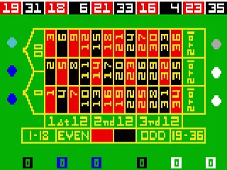 Las Vegas Roulette gameplay screenshot on Intellivision