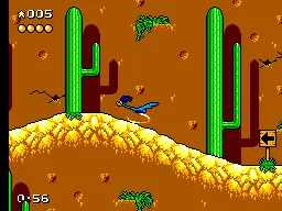 Desert Speedtrap Starring Road Runner and Wile E. Coyote gameplay screenshot on Master System