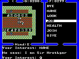 Ultima IV: Quest of the Avatar gameplay screenshot on Master System