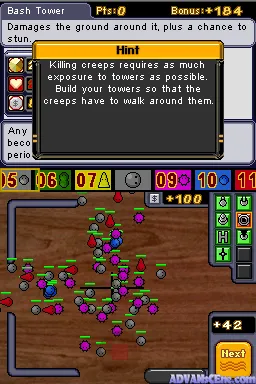 Desktop Tower Defense gameplay screenshot on DS