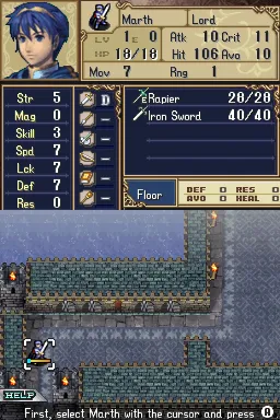 Fire Emblem: Shadow Dragon gameplay screenshot on DS