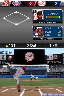 Major League Baseball 2K11 gameplay screenshot on DS