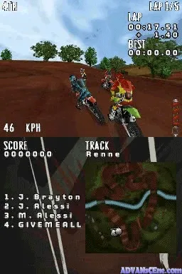MX vs. ATV Reflex gameplay screenshot on DS