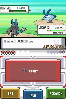 Pokémon Diamond gameplay screenshot on DS
